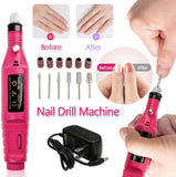 Pulidor de Uñas, Lima de Uñas Eléctrica, Kit de Taladro para Uñas 6pcs Puntas y Lijas, Velocidad Ajustable Torno Portátil para Uñas, Manicura y Pedicura