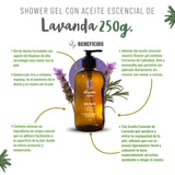 Oleum Vitae Kit Cuidado de la piel Duo Balance Shower Gel y Body Lotion con aceites esenciales de Lavanda presentacion 250 ml botella ambar