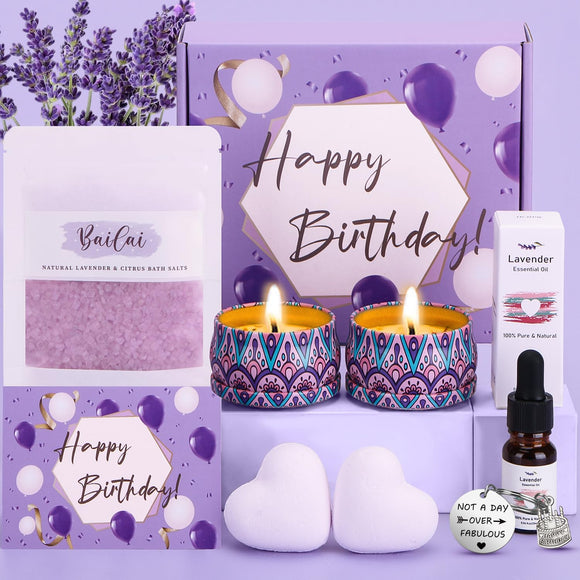 BYHANG Set de Baño de Lavanda, Set de Regalos para Mujer, Set de Baño y Spa Corporal, Regalo de Navidad, Regalos de Cumpleaños para Mujeres, Regalos para Mejor Amiga, Hermana, Mejor Mamá