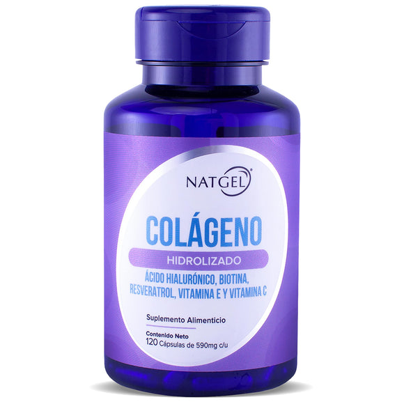 BEAUTY COLLAGEN | Colageno Hidrolizado con Biotina, Acido Hialuronico, Resveratrol, Vitamina E y Vitamina C | 120 capsulas de 590 mg | Suplemento para Potencializar la Belleza de la Mujer. Mejora la Salud de la Piel, Cabello y las Uñas | Natgel