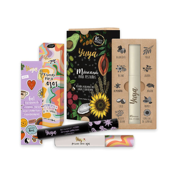 ▶ Republic Cosmetics Yuya   - Pack Primer Para Ojos 8ml + Máscara Para Pestañas 10 Aceites 10g + Gel Fijador Para Cejas 8ml
