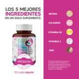 LIFEED Biotina, Colageno Hidrolizado Puro, Vitamina E, Vitamina B5 y Zinc | Suplemento Multivitaminico Mujer y Hombre | Cabello, Piel y Uñas | Sin Gluten | Hair, Skin and Nails | 120 Cápsulas | Vitaminas para el Cabello