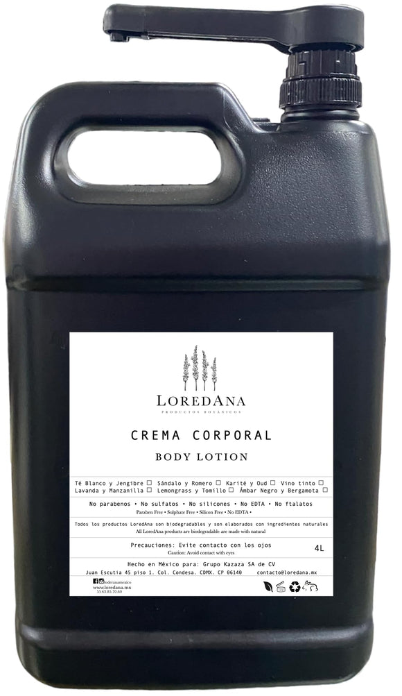 LOREDANA | Crema Corporal Cedro Blanco y Almizcle| Ayuda A Hidratar, Humectar Y Refrescar La Piel | Es Anti bacteriano, Antiséptico Y Tiene Antioxidantes | Libre De Parabenos Y Sulfatos (3.75 L)
