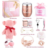 Lecone - Regalos de cumpleaños para mujeres, 13 piezas de regalo de spa para mujeres, vasos de vino, cestas de regalo para mujeres, mamá, hermana, novia, maestra (Rosa)