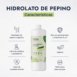 ▶ HEBBE- Hidrolato de Pepino 1 L | Disminuye Arrugas y Ojeras | Alivia Ojos Cansados | Desinflama y Evita Enrojecimiento | Reparador de Daños Solares | Contenido de 1 L