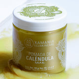 XAMANIA Pomada de Caléndula Orgánica. Ungüento Vegano Multiusos Sanador para el Tratamiento de Piel Seca, Sensible, Eczema, Rosacea. 106 gr.
