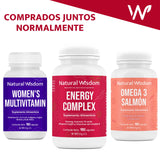 Energy Complex Vitaminas y Suplementos para Mujeres Hombres Performance Energia Vitalidad Disminuir Fatiga con 180 Capsulas | A Base de Ubiquinol Guarana Ginseng Te Verde Complejo B | Natural Wisdom