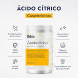 ▶ HEBBE  | Ácido Cítrico | Reduce el pH, Antioxidante y Quelante | Poros Renovados y Piel Radiante | 1 kg