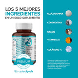LIFEED Glucosamina, Condroitina y Colágeno Hidrolizado con Calcio y Vitamina D | Suplementos Alimenticios para Articulaciones, Huesos y Músculos | 120 Cápsulas, 1 Cápsula al Día | Hombres y Mujeres