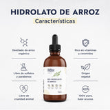 ▶ HEBBE   - Hidrolato de Arroz 120 ml | Activa Antipigmentación | Inhibe la Producción de Melanina | Mejora Dermatitis Atópica | Reduce Poros Abiertos | Mejora la Hidratación de la Piel | Contenido 120 ml