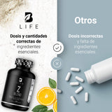 Zinc de 100 Cápsulas. Ingredientes naturales: Zinc, Colágeno y Vitamina C. Z Blend B Life.