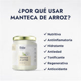 ▶ HEBBE   - Manteca de Arroz 250 g | Tonificante y Regenerador | Efecto Suavizante | Anti-Envejecimiento | Emoliente e Hidratante Natural | Calmante Post-Exposición Solar | Contenido de 250 g