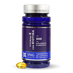 BIOTINA | Biotina + Vitamina E | 60 Capsulas SoftGels | Cabello, Piel y Uñas. Hair, Skin and Nails | Maklen