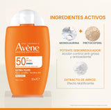 ▶ AVENE Ultra Fluid Ultra Mat, protector solar facial FPS 50 con TriAsorB, OIL CONTROL, textura ultrafluida, 50ml