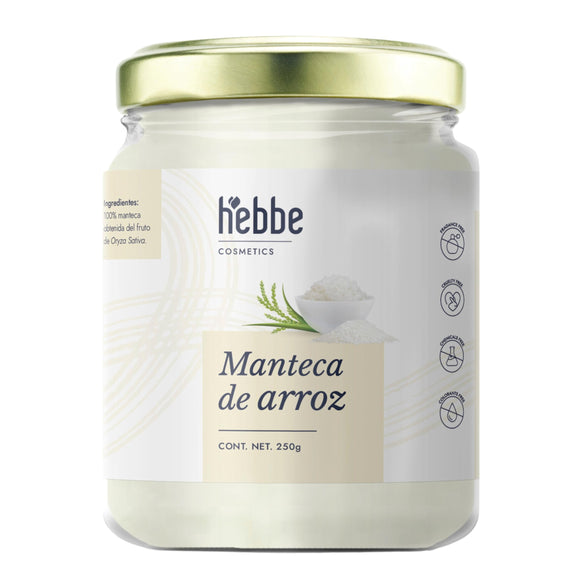 HEBBE - Manteca de Arroz 250 g | Tonificante y Regenerador | Efecto Suavizante | Anti-Envejecimiento | Emoliente e Hidratante Natural | Calmante Post-Exposición Solar | Contenido de 250 g