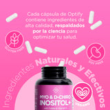Optify Suplemento Premium de Inositol - Myo-Inositol y D-Chiro Inositol en Polvo con Ácido Fólico y Vitamina D - Proporción Ideal 40:1 - Apoyo al Equilibrio Hormonal y Función - Vitamina B8