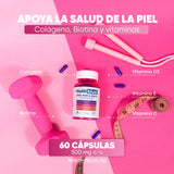 MultiBlue - Colageno + Biotina 60 Capsulas | Formulado con Vitamina D3, Vitamina E y Vitamina C | Vitaminas para Mujer 100% Natural, Sin Gluten, Sin OMG | 2 caps diarias (1 mes Multivitaminico Mujer