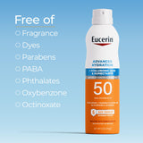 ▶ Eucerin Advanced Hydration SPF 50 Sunscreen Spray, Lightweight Sunscreen Lotion Spray, 6 Fl Oz Spray Bottle