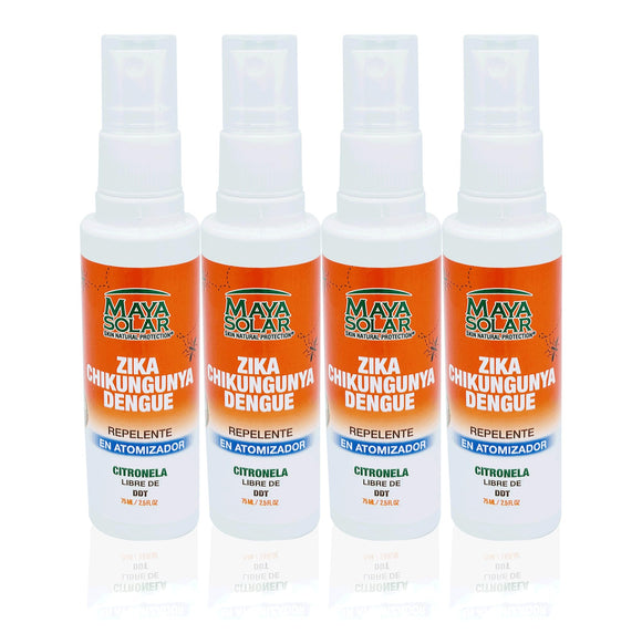 Maya Solar Kit de Repelente De Mosquitos 3 Pz+1 De Regalo. Protege y Cuida Tu Piel Sin Sensasión Pegajosa Spray 4 4 pz de 75 ml (300 ml)