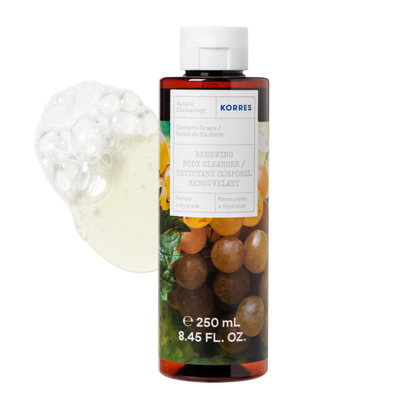 KORRES Korres Santorini Limpiador de cuerpo renovador de uva 250 ml, 10 onzas líquidas