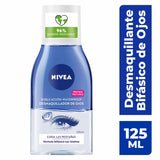 NIVEA Desmaquillante Facial Bifásico de Ojos (125 ml) - Elimina la máscara de pestañas y el maquillaje a prueba de Agua, Enriquecido con Biotina para Cuidar Tus Pestañas