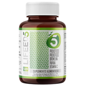 LIFEED Probióticos 50 Billones con Enzimas Digestivas, Inulina de Agave y Fibra Natural | Suplemento con Vitamina C, Zinc y Lactobacilos | 120 Cápsulas de Probioticos y Prebioticos, Tomar 1 al Día
