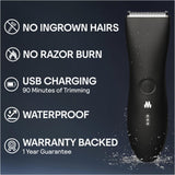 Meridian Afeitadora Recortadora Eléctrica Corporal para Hombres y Mujer| Rasuradora Para la Ingle y el Cuerpo, Cuchilla de Cerámica que Reduce el Riesgo de Cortes l Resistente al Agua l USB Recargable - 90 minutos, Onix