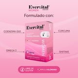 BOMUCA - Evervital Women 60 Cápsulas | Suplemento Alimenticio | A base de Cúrcuma | Shiitake | Lutemax 2020 | Vitaminas y Minerales