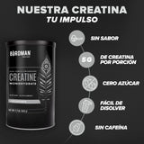 Birdman Creatina Monohidratada de Alta Pureza En Polvo Sin Sabor, Preworkout, Alto Rendimiento | 90 Servicios | 450g.