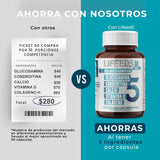LIFEED 30 Cápsulas de Glucosamina y Condroitina | Colageno Hidrolizado, Calcio y Vitamina D | Suplementos Alimenticios con Vitamina para Articulaciones, Multivitaminico Hombre y Mujer Joint Support