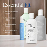 ▶ MARAMA  | Essential Kit | 2 Shampoo sin Parabenos + Acondicionador sin Parabenos + Reconstructor Capilar | Tratamiento para Cabello Maltratado - Aloe Vera | Anti Frizz Cabello