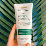 ▶ RAW SUGAR Pure Scalp Therapy, Mascarilla Capilar para Cuero Cabelludo y Cabello, con Carbón Activado, Coco y Aceite de Hierbabuena, Prensado en Frío, Vegana, Libre de Sulfatos SLS y Parabenos, 198 ml