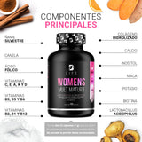 Multivitamínico para Mujer Mayor de 40 años con 90 Cápsulas. Ingredientes naturales: Colágeno, Inositol, Maca, Probioticos. Womens Mult Mature B Life.