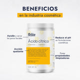 ▶ HEBBE  | Ácido Cítrico | Reduce el pH, Antioxidante y Quelante | Poros Renovados y Piel Radiante | 1 kg