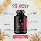 Complejo B. Levadura de Cerveza y Vitaminas B1, B2, B3, B5, B6, B12. Ingredientes Naturales con 90 cápsulas de 500 mg. B Yeast Blend B Life