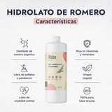 ▶ HEBBE  - Hidrolato de Romero 1 L | Tratamiento para Pieles Sensibles y Dañadas | Cicatrizante y Reequilibrante | Tónico Purificante para Pieles con Imperfecciones | Contenido de 1 L