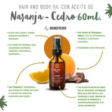 Kit Dúo Hidratación Profunda Naranja-Cedro. Crema Corporal y Hair & Body Oil. Con Aceite Esencial de Cedro