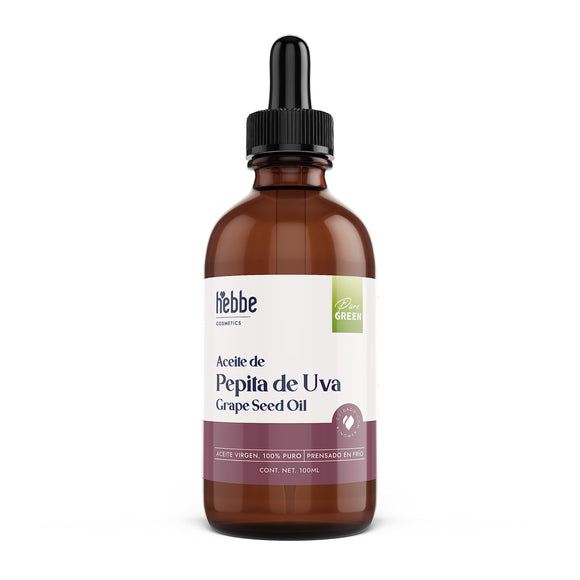 ▶ HEBBE  - ACEITE DE PEPITA DE UVA | Antiedad, Nutritivo y Revitalizante | Ideal para Jabones y Cremas | 100 ml | Estimula la Producción de Colágeno | Rico en Antioxidantes | Excelente para Masajes Relajantes