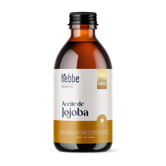 ▶ HEBBE  - ACEITE DE JOJOBA | Fortalece Cabello Quebradizo | Hidrata Piel Mixta o Grasa | Propiedades Acondicionadoras | 250 ml | Regula Producción de Sebo | Orgánico y Sin Sulfatos | Ideal como Desmaquillante Facial