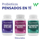 Pre & Probioticos Mujeres 10 Billones UFC + Prebioticos Hidratación Salud de la Piel Salud Digestiva | 180 Capsulas | Vitaminas Complejo B Colágeno | Suplemento Alimenticio | Natural Wisdom