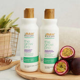 ▶ RAW SUGAR The Grow Pro Acondicionador, Biotina Vegana, Maracuyá y Zinc, Hidrata, Fortalece y Suaviza el Cabello, 18 OZ