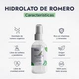 ▶ HEBBE  - Hidrolato de Romero 125 ml | Aliado para Pieles Sensibles y Dañadas por el Paso del Tiempo | Tónico Purificante, Regularizador y Cicatrizante | Reequilibra la Piel | Contenido de 125 ml