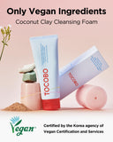 ▶ TOCOBOCoconut Clay Cleansing Foam 5.07 fl oz / 150ml | Micro Bubble Deep Foam Cleanser, Pore Care, Moisturizing Facial Cleanser, Sebum Adsorption, Exfoliation, Oil and Water Balance | Cruelty free, Vegan Cleansing Foam