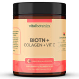 Biotina Pura + Colageno Hidrolizado con 200 capsulas [6 meses]. VitalBotanics. Biotina. Suplemento Multivitaminico Con Biotina Colageno y Vitamina C para Hombre y Mujer. Vitaminas.