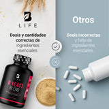 Complejo B. Levadura de Cerveza y Vitaminas B1, B2, B3, B5, B6, B12. Ingredientes Naturales con 90 cápsulas de 500 mg. B Yeast Blend B Life