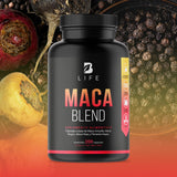 Complejo de Maca 200 Cápsulas 1000 mg por porción. Maca Amarilla, Negra, Roja y Pimienta Negra. Ingredientes naturales. Maca Blend B Life.