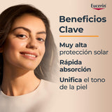 ▶ Eucerin Sun Face Hydro-Fluid FPS 50 + Tono Medio 50ml Protector Solar Facial con Color, textura ligera, suave y refrescante. Rápida absorción sin sensación grasosa o pegajosa