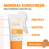 ▶ Avène Eau Thermale Solaire UV Mineral Multi-Defense Sunscreen Fluid SPF 50+ - Non-Whitening - Antioxidant & Blue Light Protection - 1.7 fl. oz.