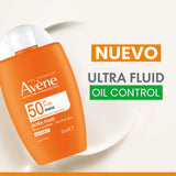▶ AVENE Ultra Fluid Ultra Mat, protector solar facial FPS 50 con TriAsorB, OIL CONTROL, textura ultrafluida, 50ml