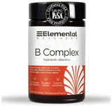 Complejo B Completo, 673mg, Hecho por PiSA, Vegano, Vitaminas B1, B2, B3, B5, B6, B7, B9, B12, BioPerine ® (alta biodisponibilidad),13 Frutas y Verduras, Biotina, Multivitamínico, 60 Cápsulas, 2 Meses - Elemental Wellness